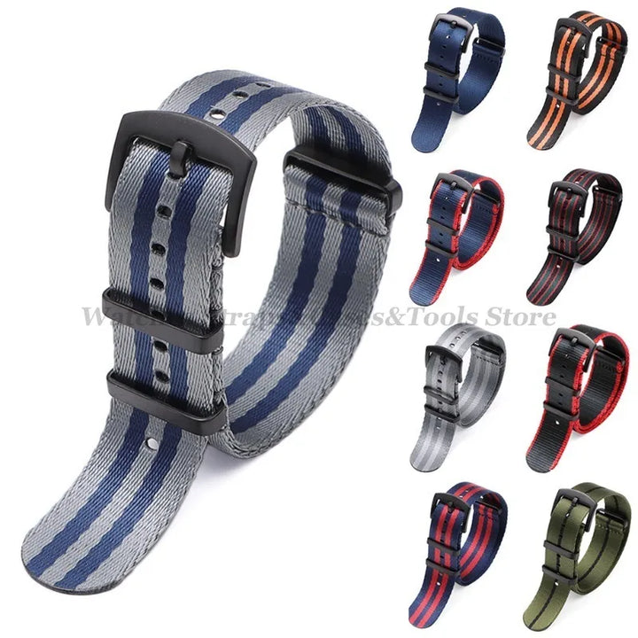 Premium Nylon Watch Strap 20/22mm (Black Buckle)