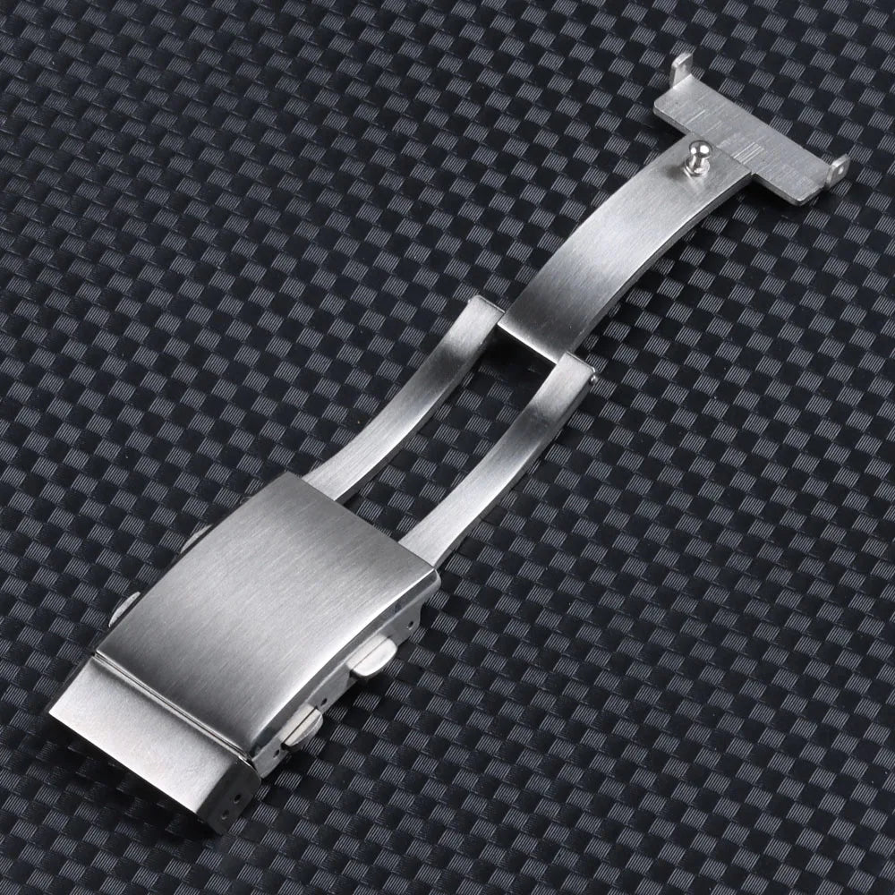 316L Stainless Steel Folding Watch Clasp (18/20/22mm, Brushed Silver)