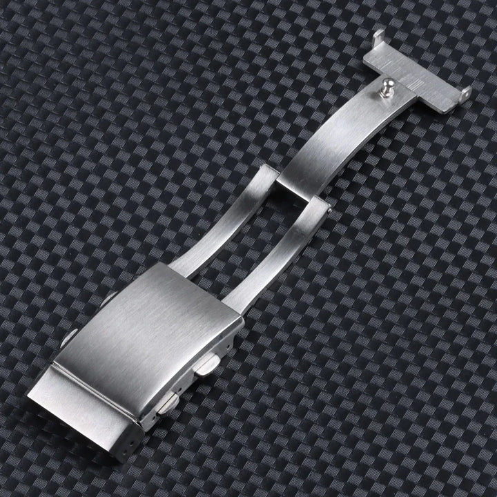 316L Stainless Steel Folding Watch Clasp (18/20/22mm, Brushed Silver)