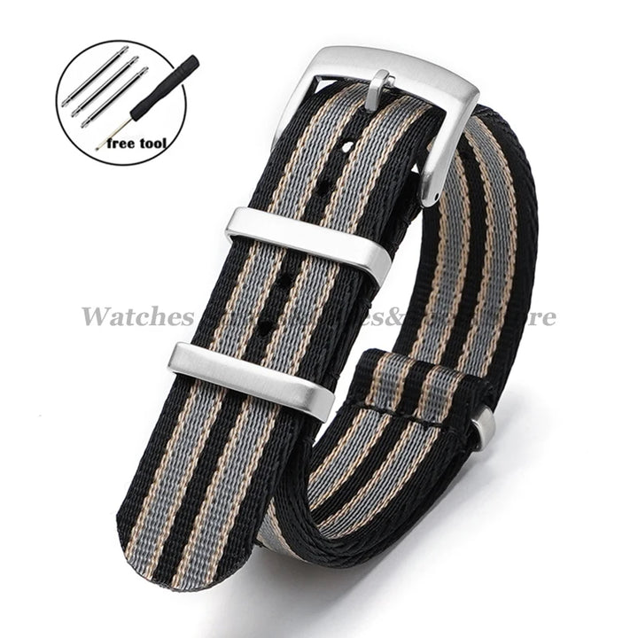 Nylon Watch Strap for Omega 007 for Seamaster 300 Canvas Watchband 18mm 20mm 22mm 24mm for Seiko Men Sport Bracelet Wrist Band