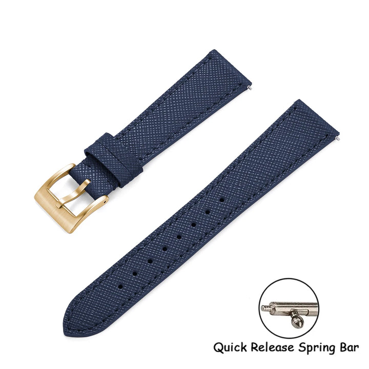 Quick Release Saffiano Leather Watch Strap – 18-24mm Universal