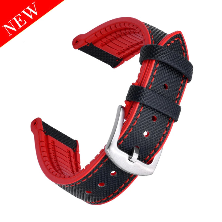 JUELONG For Longines Seiko Water Ghost Hamilton Series Nylon Rubber WatchStrap 18mm 20mm 22mm 24mm FKM Sailcloth Strap WristBand