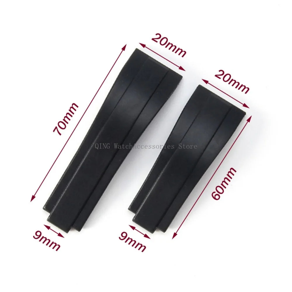 Rubber Silicone Watch Strap for Rolex Oysterflex – 20mm, Folding Buckle