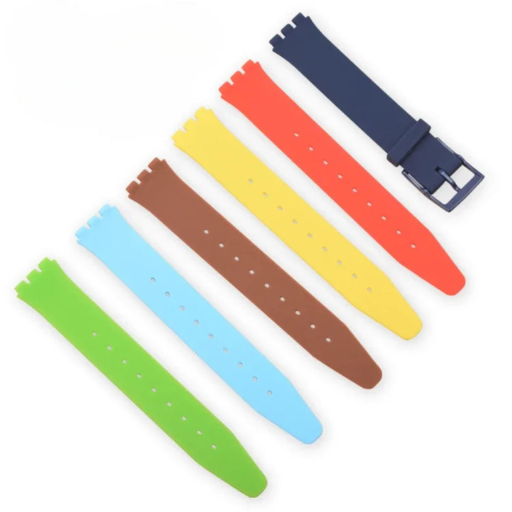 Colorful Silicone Rubber Watch Strap for Swatch (16–20mm)