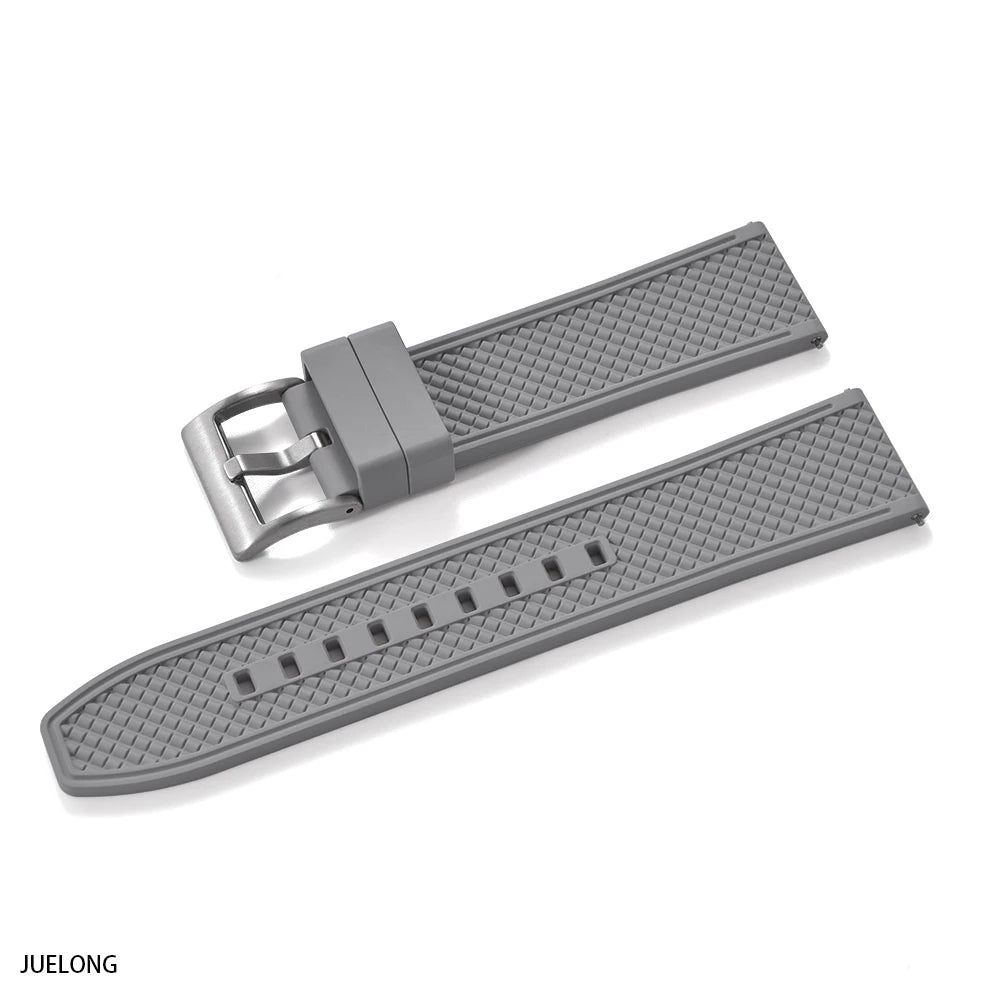 HAISCH Bullet-Shaped FKM Rubber Watch Strap – 18-24mm, Quick Release, Waterproof