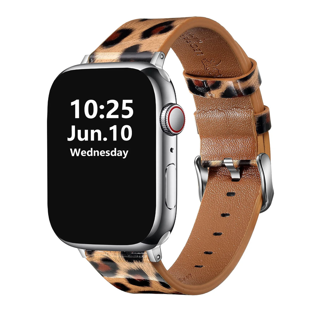 Leopard Leather Apple Watch Band for Women 38–49mm