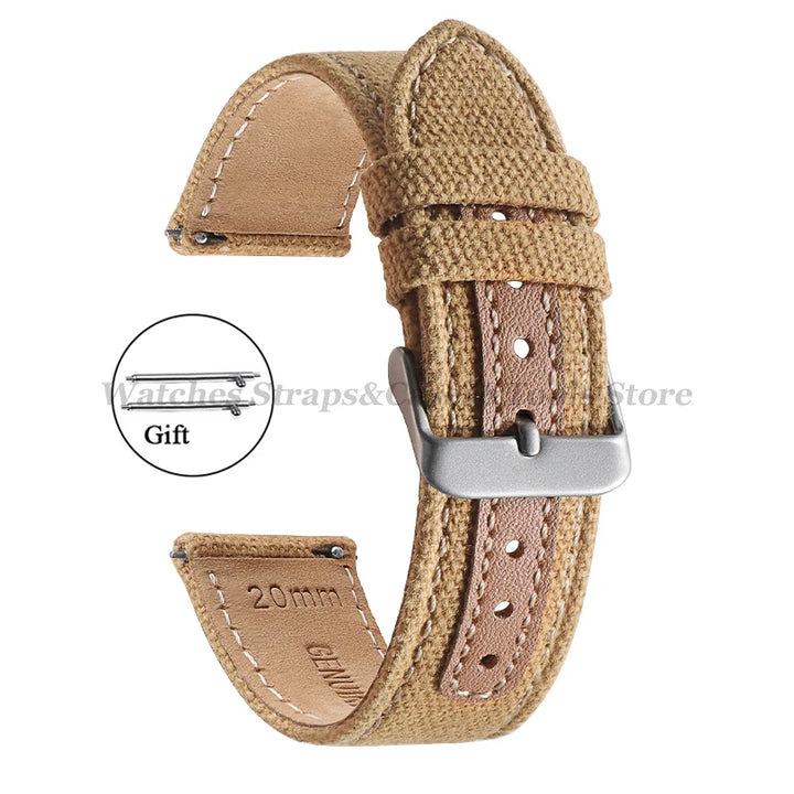 Canvas Band Leather Watchband 20mm for Army Military Quick Release Universal Replacement for Omega Sport Nylon Men Watch Straps
