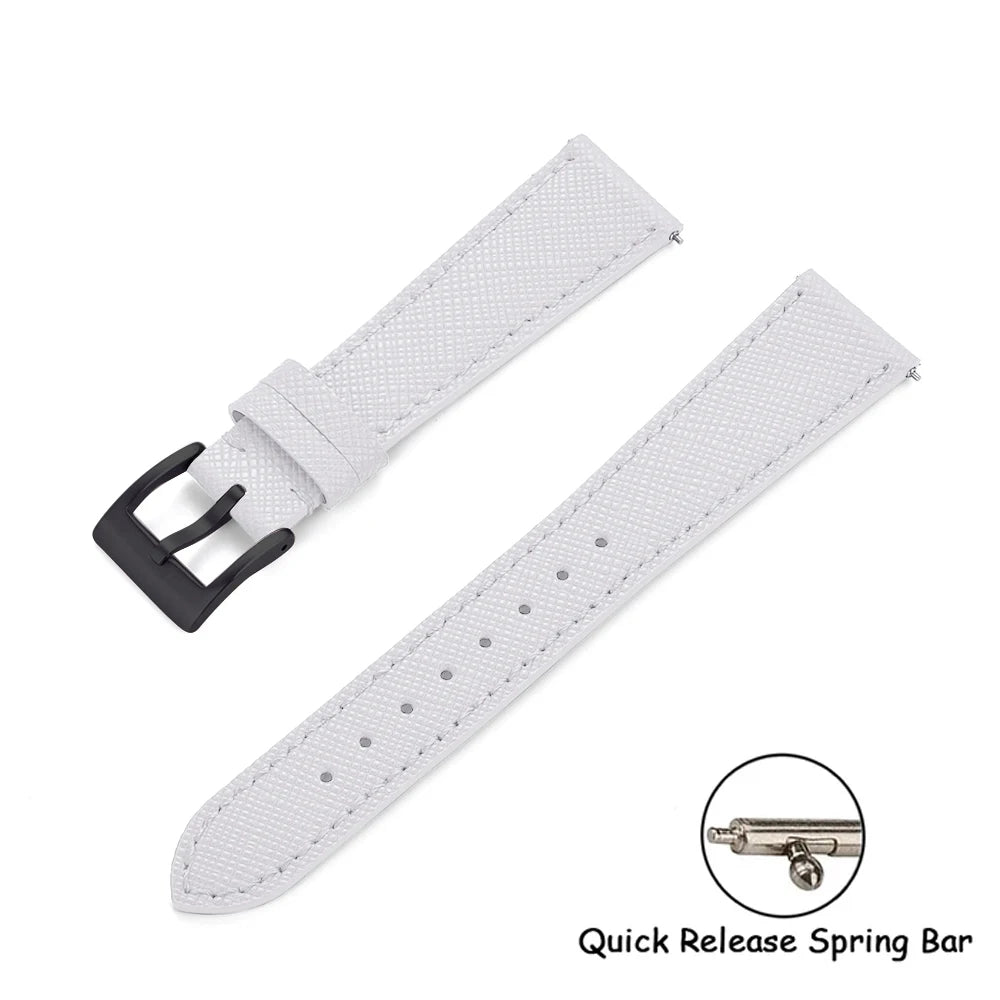 Quick Release Saffiano Leather Watch Strap – 18-24mm Universal