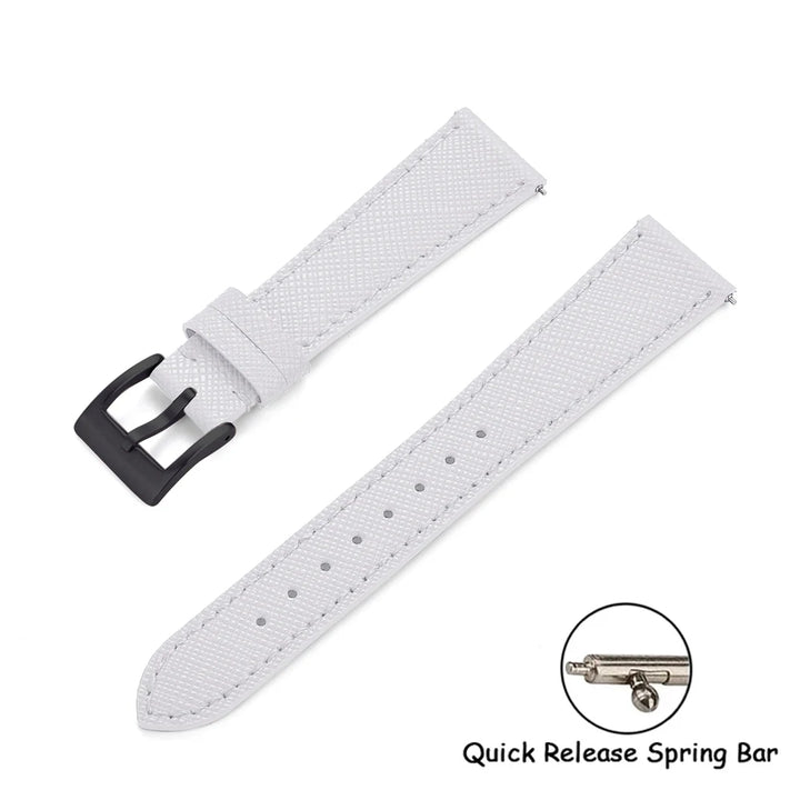 Quick Release Saffiano Leather Watch Strap – 18-24mm Universal