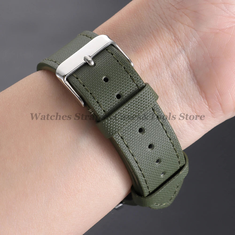 20mm 22mm Sailcloth Nylon Watchband for Samsung Galaxy Watch8/7/6/5 Watch Men Women Quick Release Leather Waterproof Watch Strap