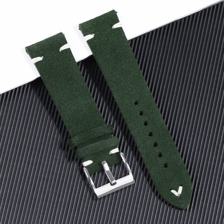 Vintage Suede Leather Watch Strap (Handmade Stitching)