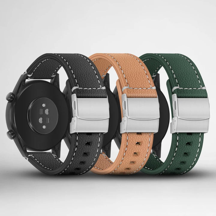 Soft Genuine Leather Smart Watch Band 18 20 22 24mm Women Men Cowhide Strap Brown Black Quick Release Watchband Bracelet