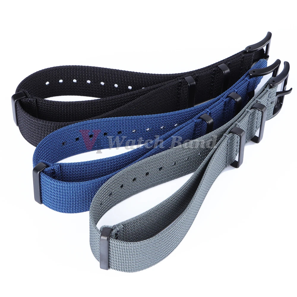 Universal Fabric Nylon Watch Strap with Black Buckle (20/22mm)
