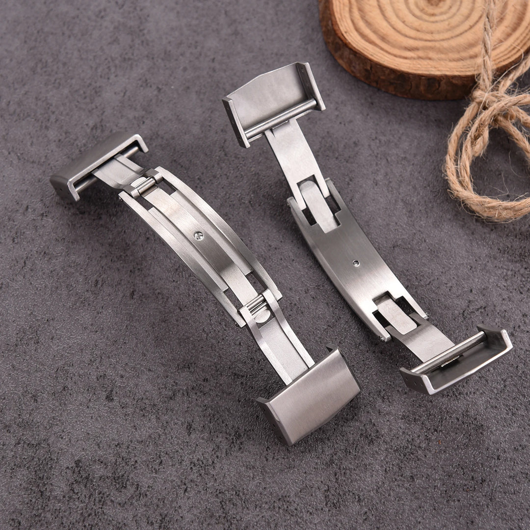 Solid Stainless Steel Folding Watch Buckle – 14/16/18mm Double Push