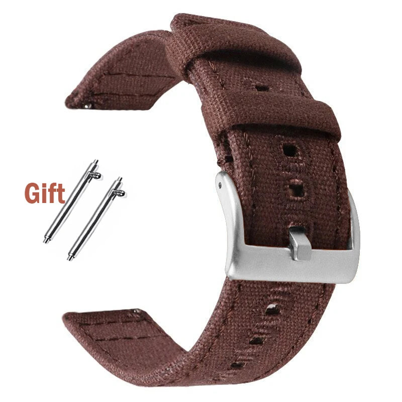 Braided Canvas Watch Band for Samsung Galaxy 3/4 40mm 44mm Classic 46/42mm Quick Release Bracelet for Huawei Strap18mm 20mm 22mm