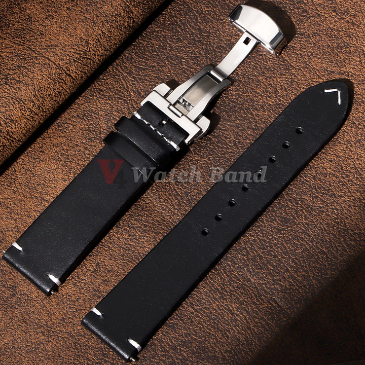 Handmade Retro Oil Wax Genuine Calfskin Strap 18mm 19mm 20mm 21mm 22mm 24mm Quick Release Belt Men Women Watch Band Accessories