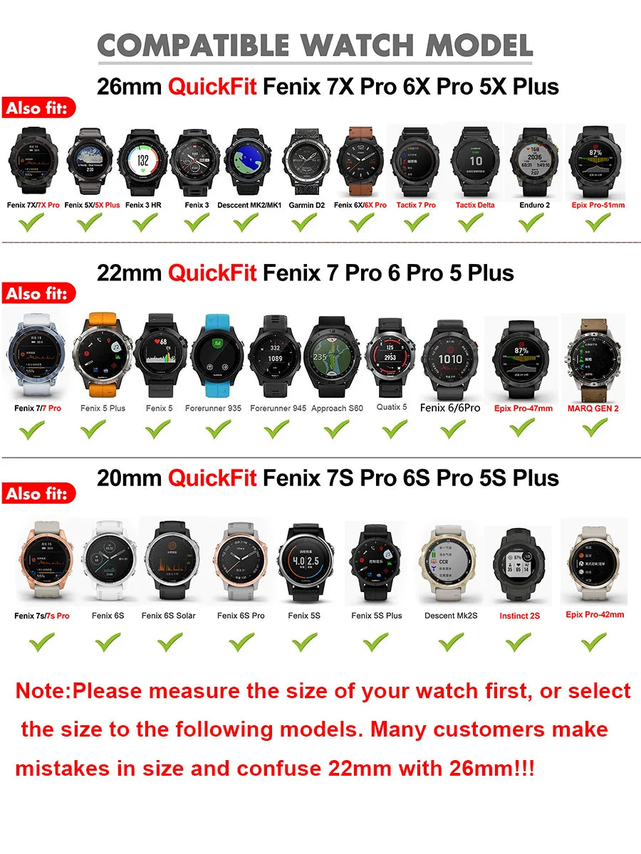 Silicone Watch Strap for Garmin Fenix & Epix Series – 20/22/26mm