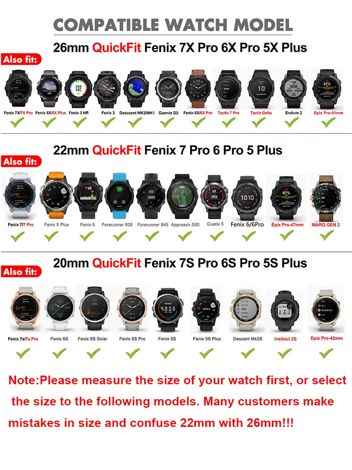 Silicone Watch Strap for Garmin Fenix & Epix Series – 20/22/26mm