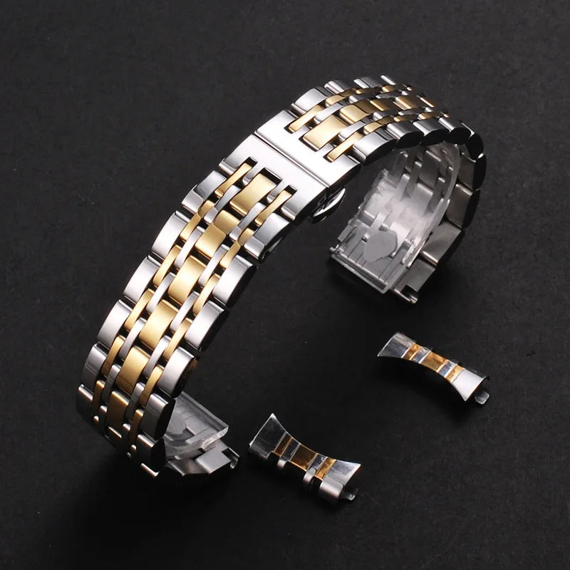 Solid Stainless Steel Watch Band 16–24mm with Butterfly Buckle for TISSOT,