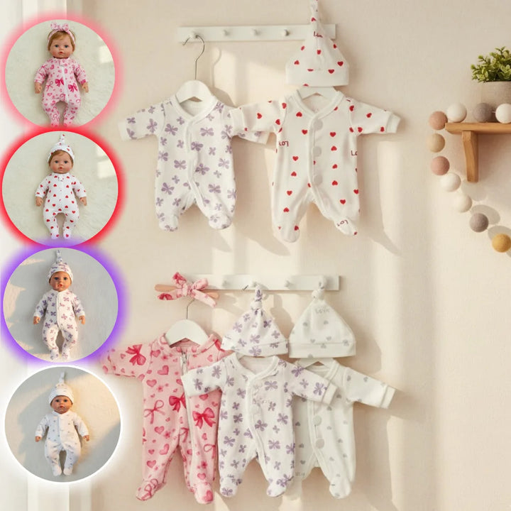 4‑Style Romper Outfits for 8–9″ Newborn Dolls
