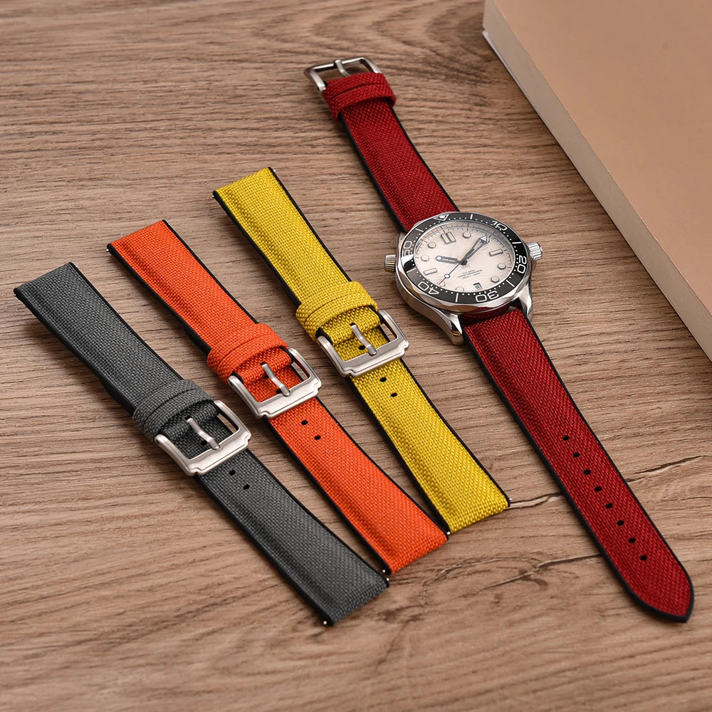 JUELONG New Design Sailcloth Rubber Strap Quick Release Waterproof Watch Bands 18mm 19mm 20mm 21mm 22mm Canvas Nylon Wristband