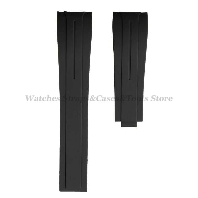 Curved End Silicone Rubber Watch Band 20–22mm for Rolex Water Ghost