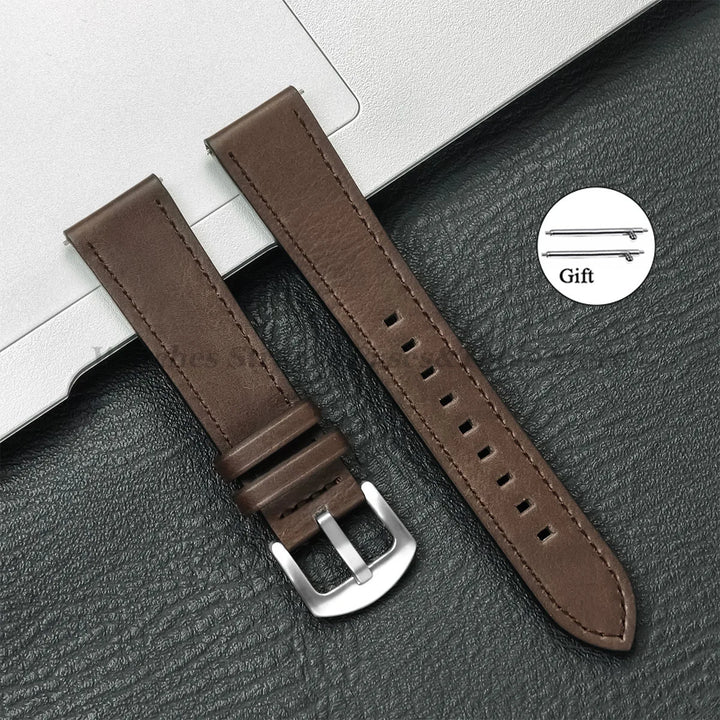 Leather Strap for Samsung Galaxy & Huawei Watches – Vintage Brown (20/22mm)