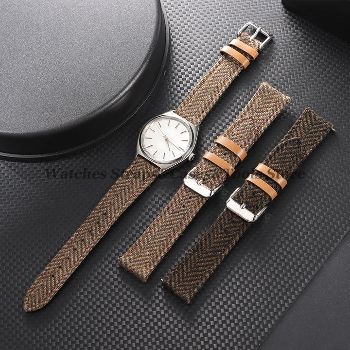 Vintage Leather Nylon Strap (18–22mm) – Quick Release Replacement