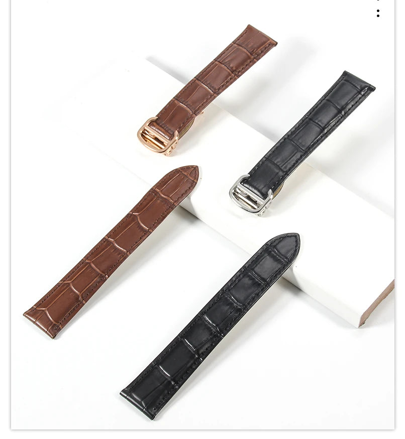 Genuine Leather Cartier Tank Solo Watch Strap 17–25mm (Brown & Black,