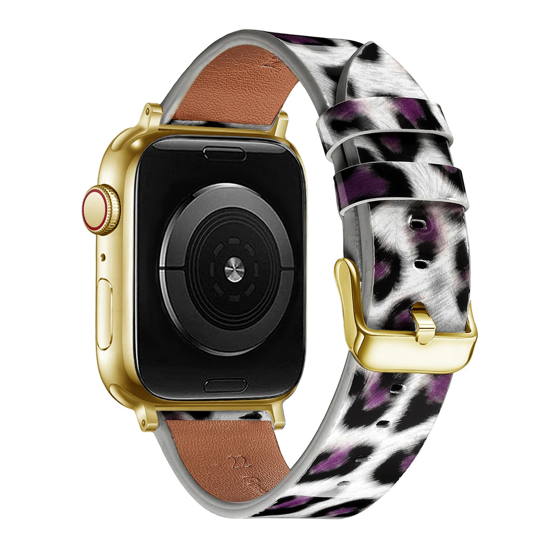 Leopard Leather Apple Watch Band for Women 38–49mm