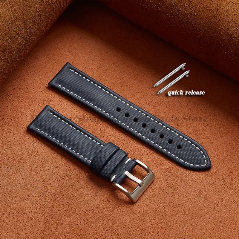 18mm 19mm 20mm 21mm 22mm Premium Sailcloth Watch Band for Omega for Seiko Divers Stitching Quick Release Army Green Sport Straps