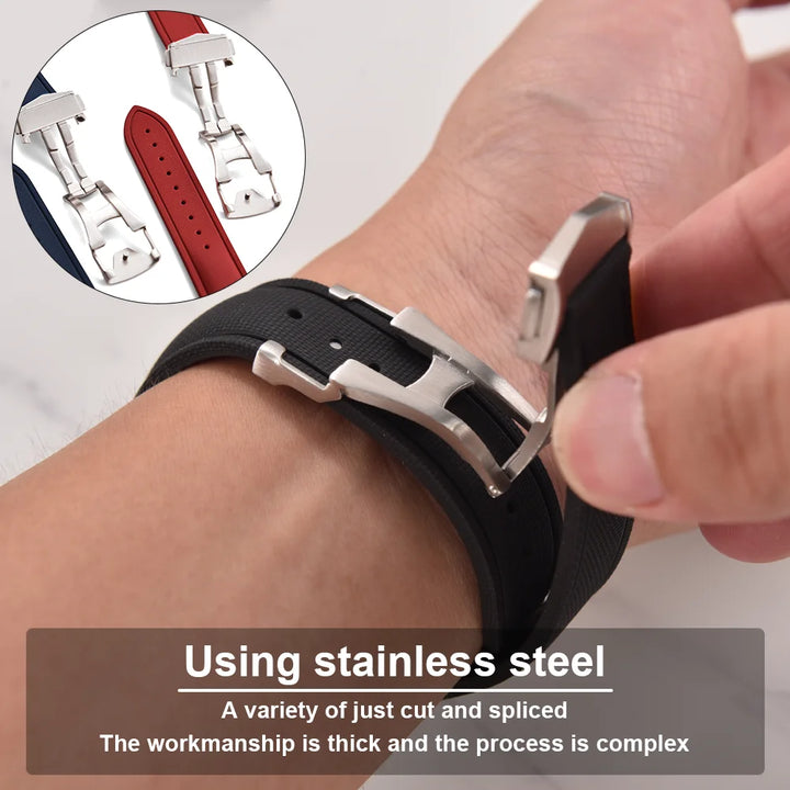 High Quality FKM Rubber Watch Strap 20-21-22mm For Omega X Swatch MoonSwatch Men Women Sport Waterproof Folding Buckle Watchband