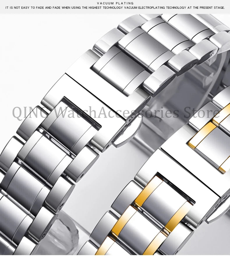 Arc Flat-End Stainless Steel Watchband – Universal, 12–24mm, Butterfly Clasp