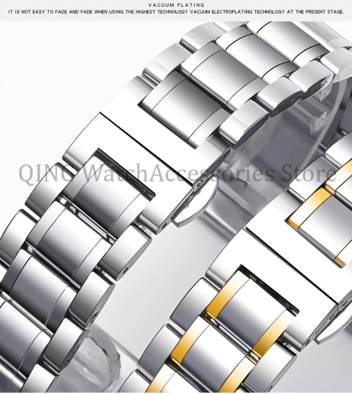 Arc Flat-End Stainless Steel Watchband – Universal, 12–24mm, Butterfly Clasp