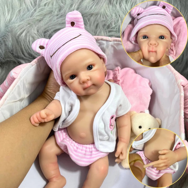 13″ Mini Bettie Full Silicone Reborn Baby Doll – Washable Lifelike Girl