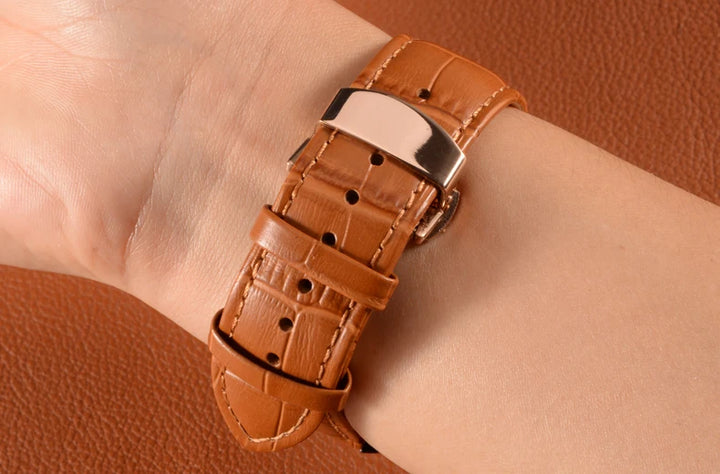 2‑Piece Leather Watch Band Keeper Loops – 14–24mm, Black & Brown