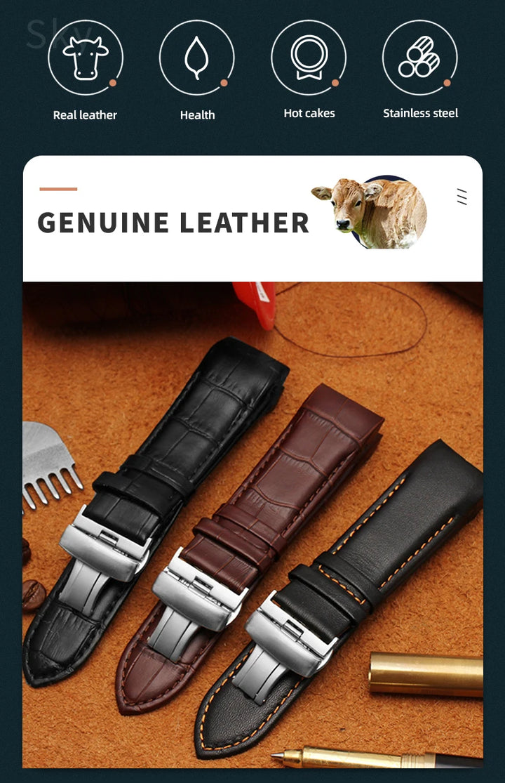 Genuine Calfskin Leather Watch Strap for Tissot (22–24mm)