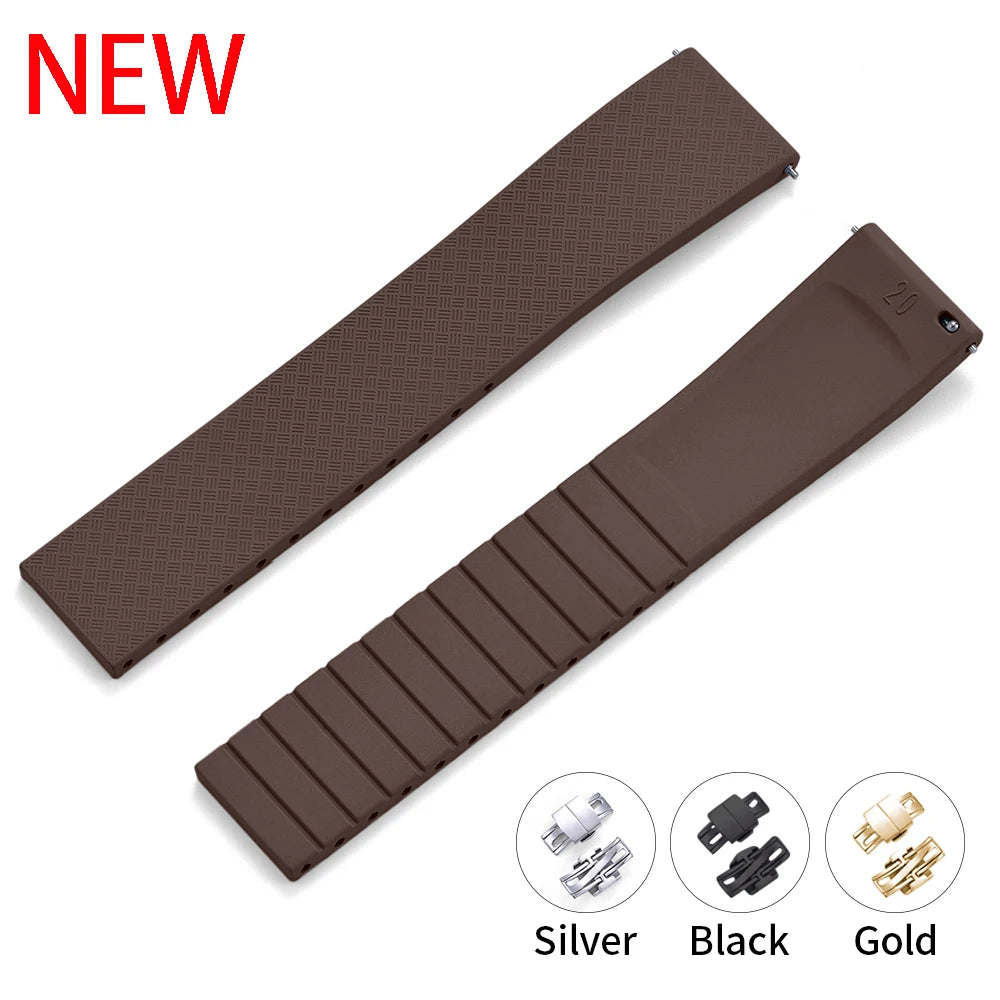 JUELONG CTS Fluororubber Watch Strap 18mm 19mm 20mm 22mm New Quick Release Butterfly Buckle Watch Band FKM Strap For Cut To Size