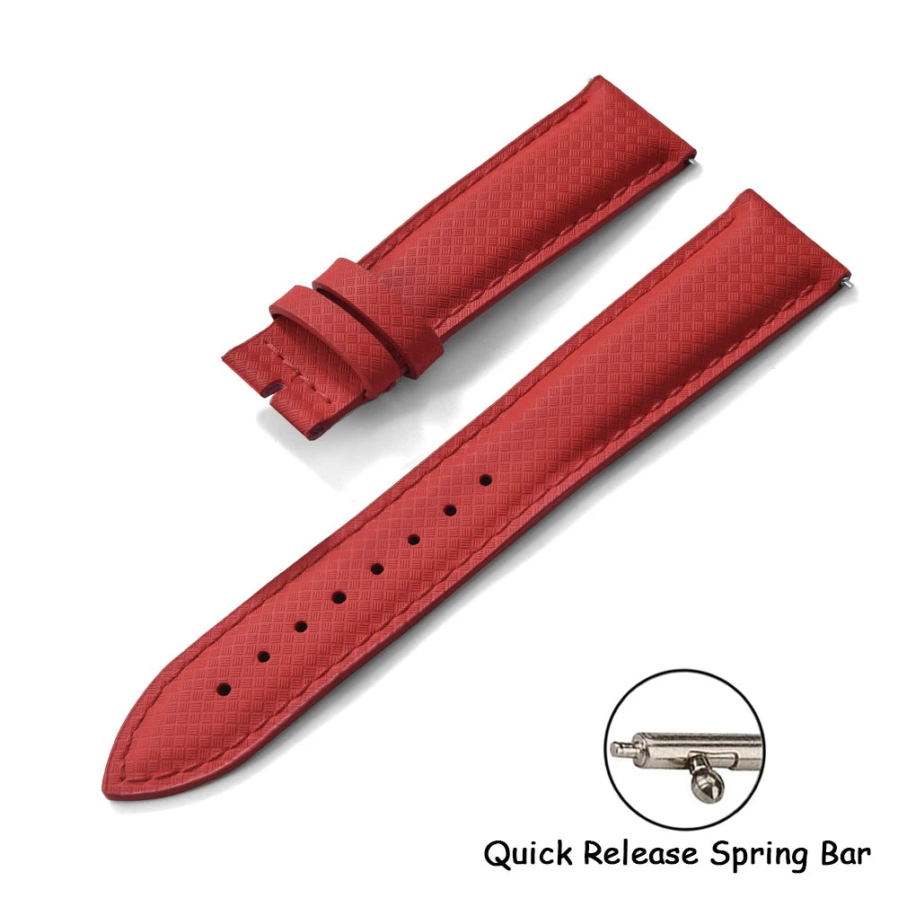 New Design FKM Rubber Sailcloth Strap 18/19/20/22mm Quick Release Leather Watch Band Universal Butterfly Buckle Band For Omega