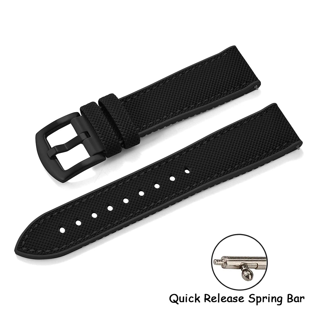 18/20/22/24mm FKM Rubber Watch Strap Quick Release Sailcloth Leather Watch Bands For Omega Seiko Tissot Watch Belt Accessories