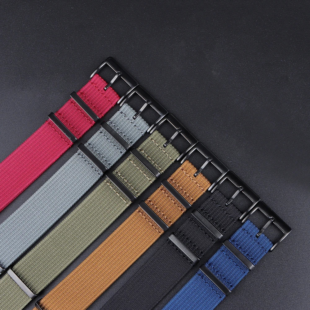 Universal Fabric Nylon Watch Strap with Black Buckle (20/22mm)