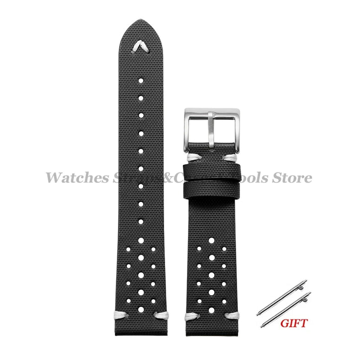 Premium Nylon Sailcloth Watch Strap 18mm 20mm 22mm Band Quick Release Perforated Breathable Watchband for Men's Women Wristbelts