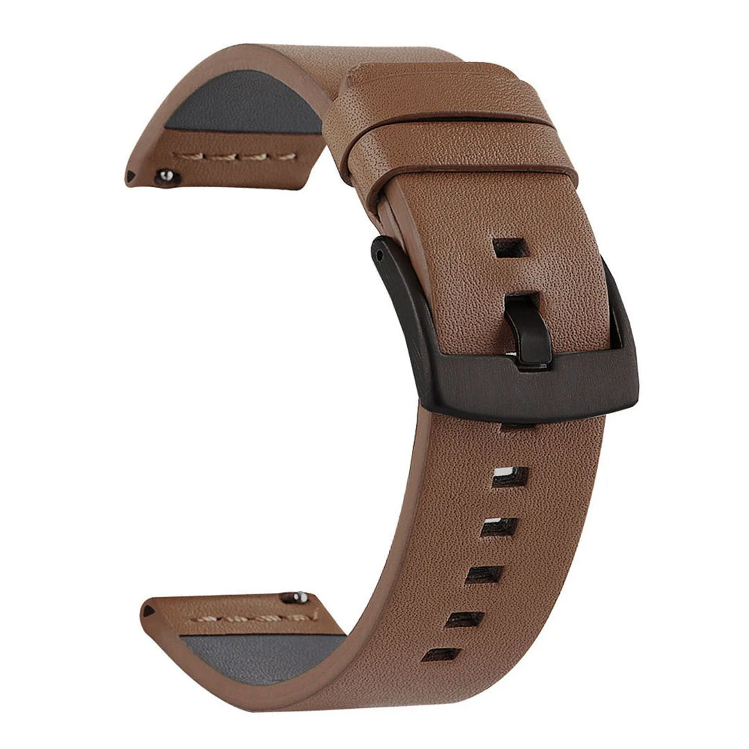 Fashion Vintage Leather Watch Strap – 18–24mm, Stainless Steel Buckle