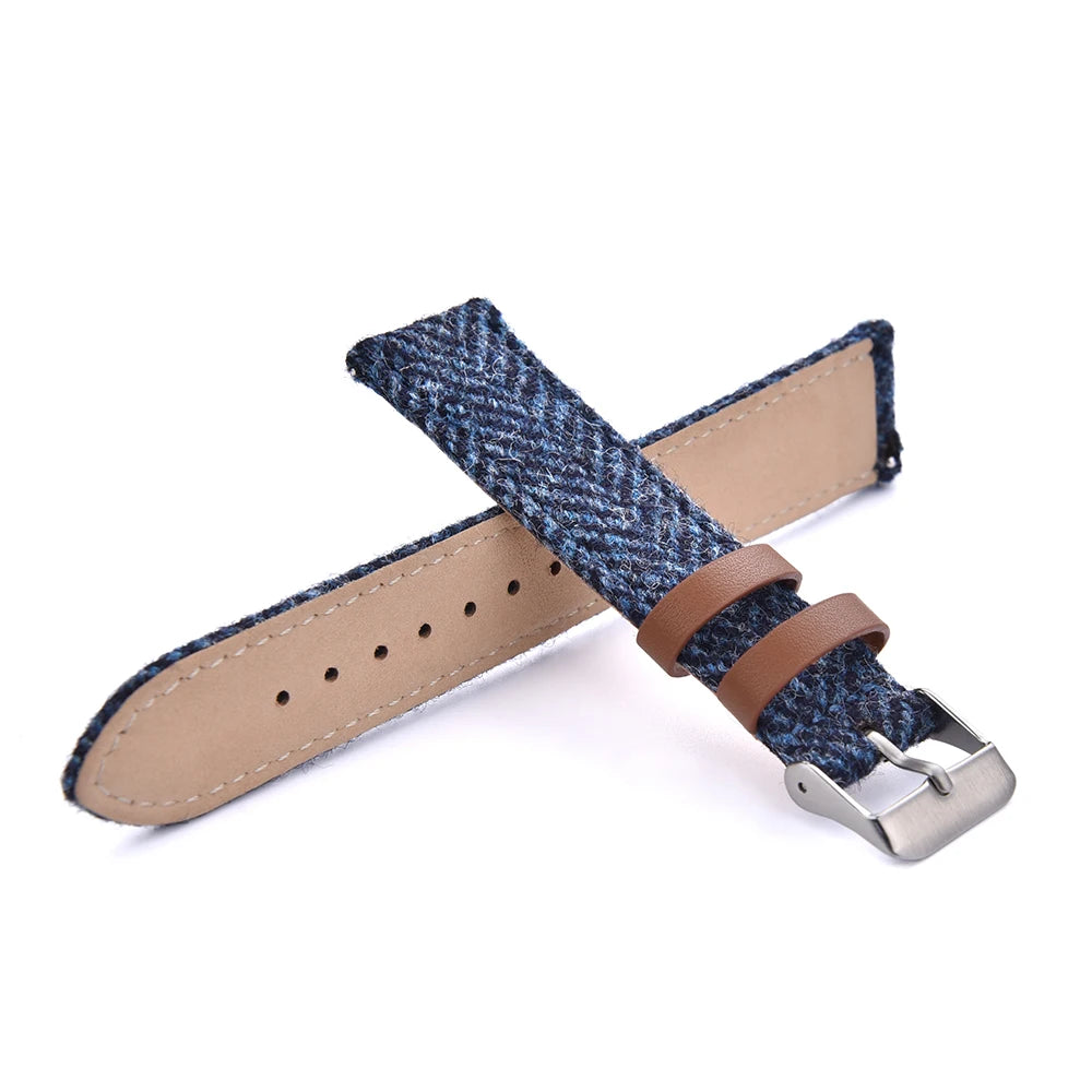 Wool Weave Vintage Leather Quick Release Watch Strap – 18/20/22mm