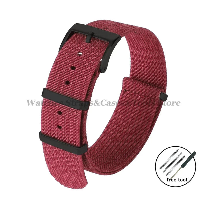 Ribbed Nylon Watch Strap 20/22mm (Military Style)