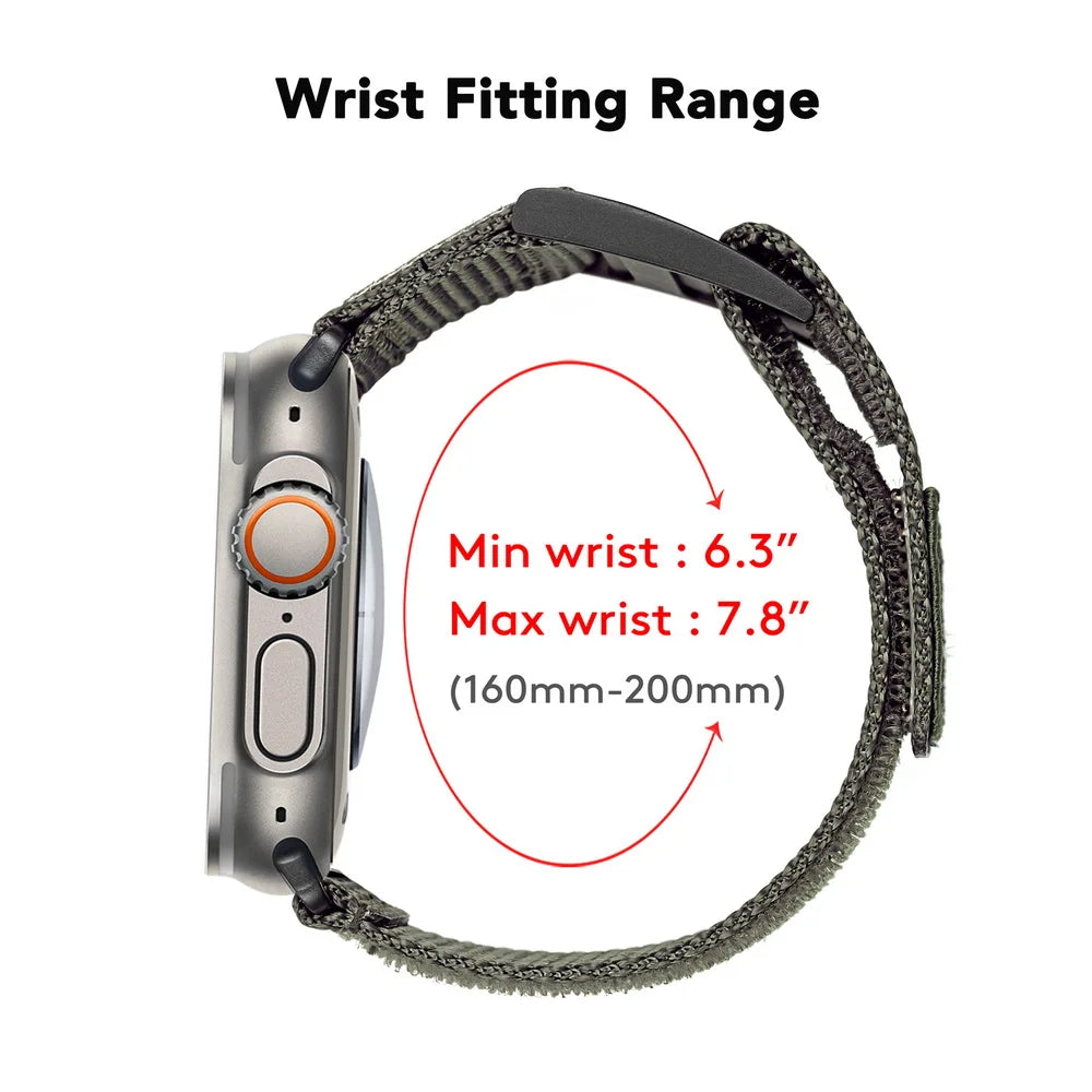 HEMSUT Straps For Apple Watch Ultra 49mm Nylon Movement Breathable Mi Band 8 Wrist Strap Compatible with 38 40 41 44 45mm