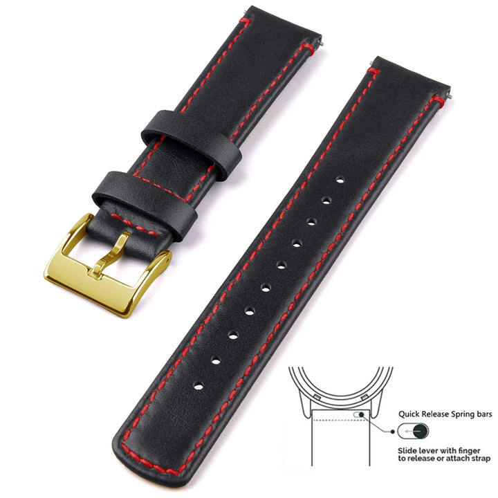 Genuine Top Grain Leather Quick Release Watch Band 20–22mm for Samsung Galaxy Watch