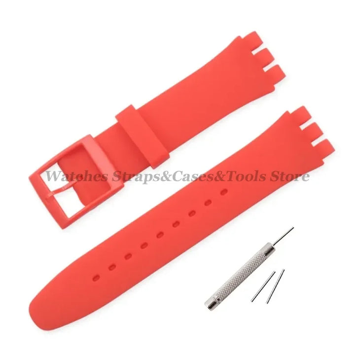 Soft Silicone Rubber Watch Band 16–20mm for Swatch (Sports Replacement)