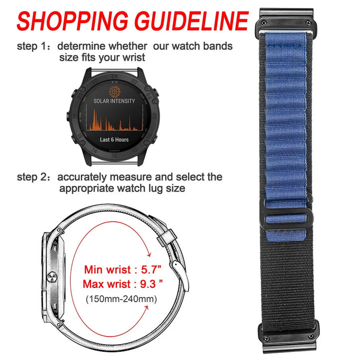 HEMSUT Nylon Quickfit Watch Band for Garmin (20-26mm)