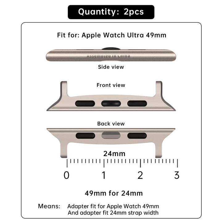 2pcs Apple Watch Ultra 49mm Adapter For Apple Watch Strap Series 9 8 7 SE 45mm 44mm 41mm 40mm Band Stainless Steel Connector